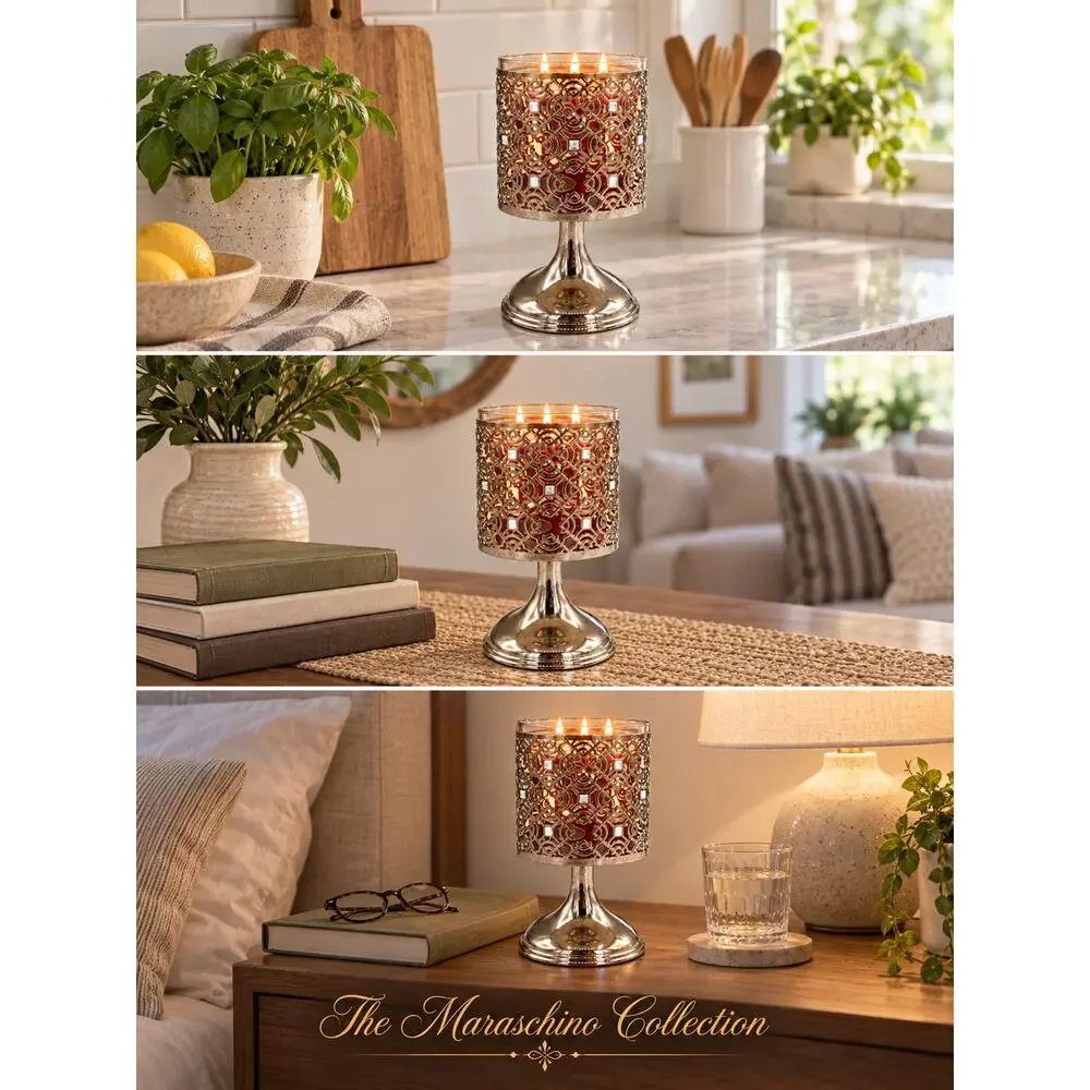 Bath & Body Works 3-Wick Candle Holder 2021 Glam Silver Lattice Pedestal Gift